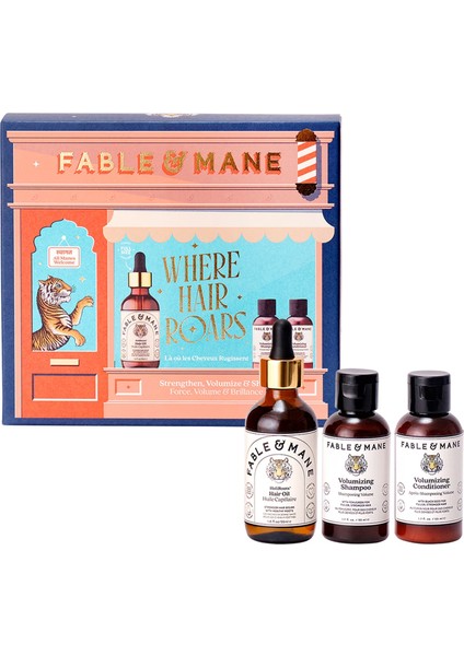 Where Hair Roars - Saç Bakım Seti: Güç, Hacim & Işıltı 55 ml + 50 ml + 50 ml + 15 ml