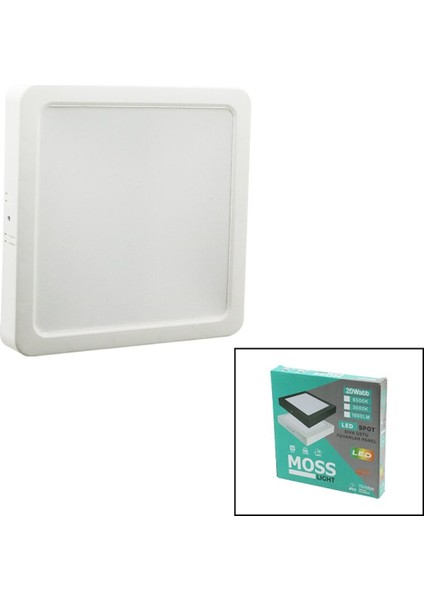Moss Lıght 20w Kare Beyaz Metal Kasa Sıva Üstü Led Slim Panel 1350lm (4915) Go-53-vice/(1395)