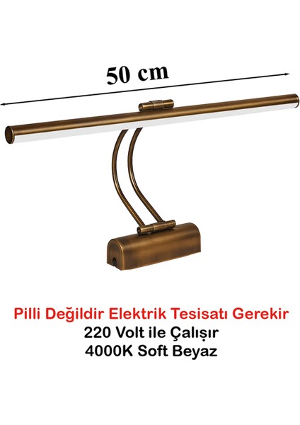 Flüt LED Aplik 50 cm 4000K Soft Beyaz | Modern Duvar Aydınlatma | Enerji Tasarruflu Banyo, Tablo ve Çalışma Masası Lambas
