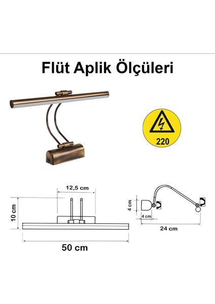 Flüt LED Aplik 50 cm 4000K Soft Beyaz | Modern Duvar Aydınlatma | Enerji Tasarruflu Banyo, Tablo ve Çalışma Masası Lambas fiyatları