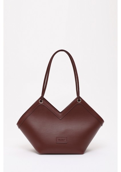 Bordo SHK164 Astarlı Asimetrik Kesim Tek Bölmeli Askılı Fermuarlı El, Kol ve Omuz Çantası