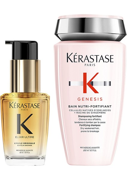 Elixir Genesis Dökülme Karşıtı ve Güçlendirici Şampuan 250 ml + Saç Yağı 30 ml 2'li Set