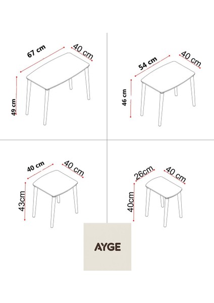 Istanbul 4'lü Zigon Sehpa %100 Mdf Ahşap indirimleri