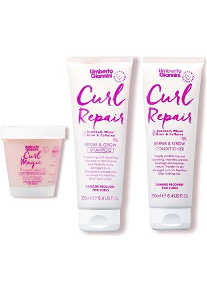 Curl Repair Bukle Onarıcı Şampuan + Saç Kremi + Saç Maskesi 3'lü Bakım Seti