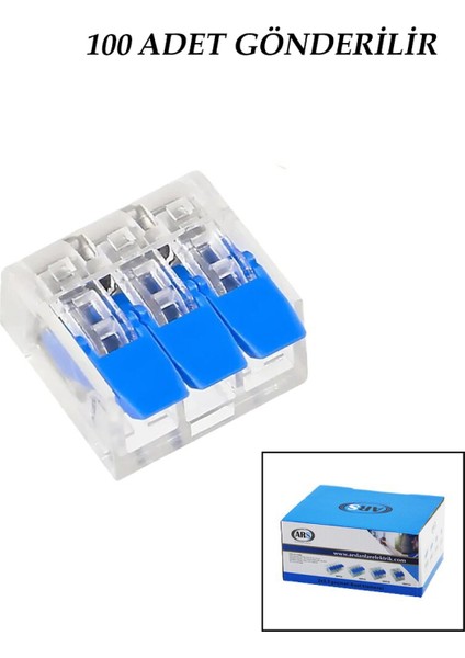 100 Adet 3 Lü 2x2.5 Kablo Geçmeli Mandallı Buat Klemensi (4915) fiyatları