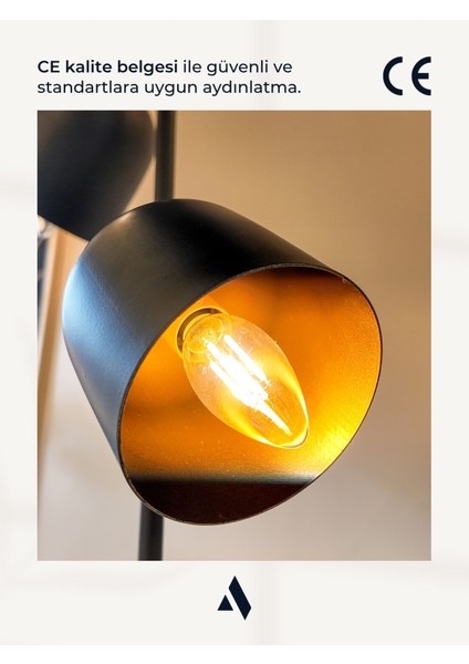 Horion Siyah Metal Lambader – 3 Başlıklı Ayarlanabilir Modern Yer Lambası | Dekoratif Aydınlatma indirimleri