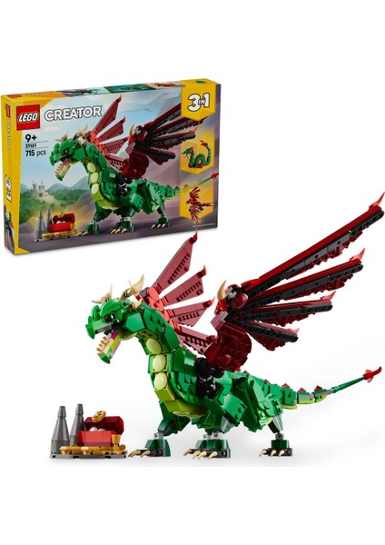 LEGO Creator 3'ü 1 Arada Orta Çağ Ejderhası 31161 Kız Erkek Çocuk Oyuncak Eğitici Oyuncaklar