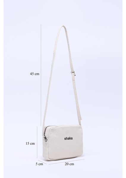 Krem SHK156 Kanvas Kumaş Tek Bölmeli Askılı Fermuarlı Çapraz Omuz Çantası fiyatları