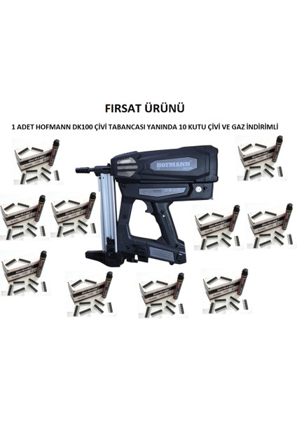 DK-100 Gazlı Çivi Çakma Tabancası + 1 Koli Çivi ve Gaz Tüpü