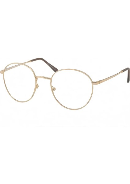 Round Model Metal Çerçeve Mavi Işık Korumalı Gözlük Gold