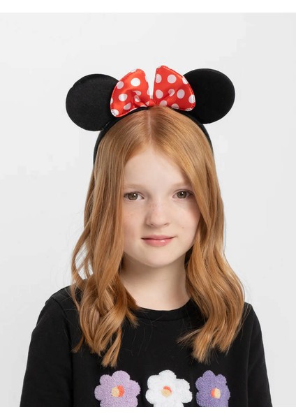 Techmrt Kırmızı Fiyonklu Minnie Mouse Taç Fare Tacı Kafa Bandı