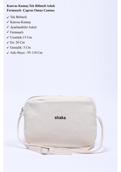 Krem SHK156 Kanvas Kumaş Tek Bölmeli Askılı Fermuarlı Çapraz Omuz Çantası modelleri