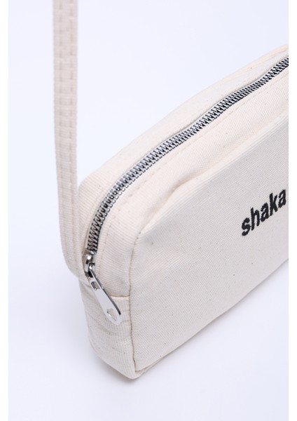 Krem SHK156 Kanvas Kumaş Tek Bölmeli Askılı Fermuarlı Çapraz Omuz Çantası indirimleri