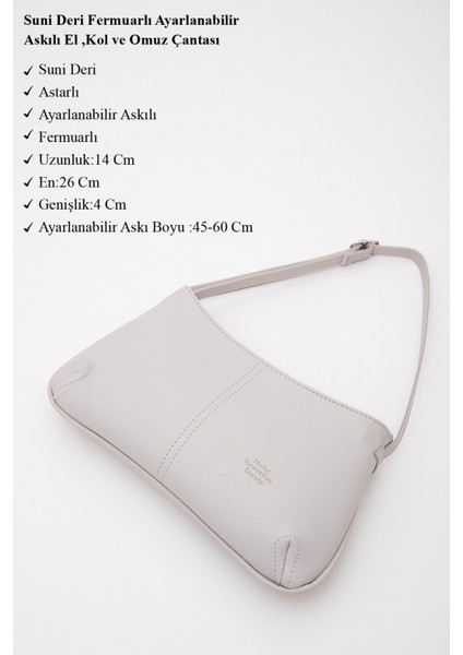 Gri SHK129 Suni Deri Astarlı Fermuarlı Ayarlanabilir Askılı El, Kol ve Omuz Çantası modelleri