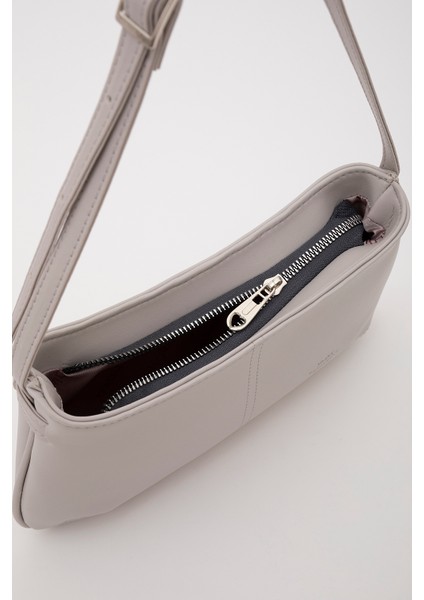 Gri SHK129 Suni Deri Astarlı Fermuarlı Ayarlanabilir Askılı El, Kol ve Omuz Çantası indirimleri