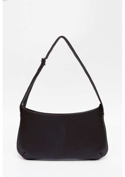 Kahve Rengi SHK129 Suni Deri Astarlı Fermuarlı Ayarlanabilir Askılı El, Kol ve Omuz Çantası