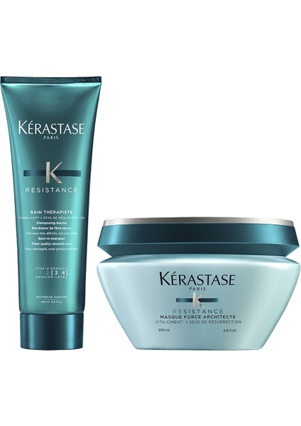 Resistance Bain Therapiste Çok Yıpranmış Saçlar Için Şampuan 250 ml + Onarıcı Maske 200 ml 2'li Saç Bakım Seti