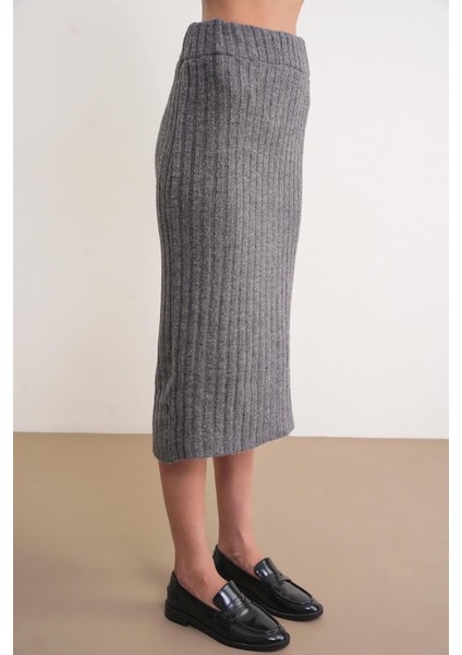 6929 Kadın Fitilli Triko Etek Antrasit fırsatları