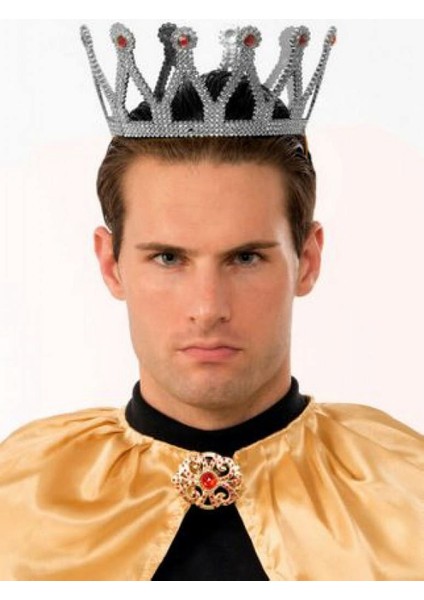 Techmrt Gümüş Renk Çocuk ve Yetişkin Uyumlu Kral Tacı