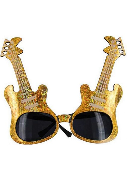 Techmrt Altın Renk Rockn Roll Gitar Şekilli Parti Gözlüğü 15X15 cm