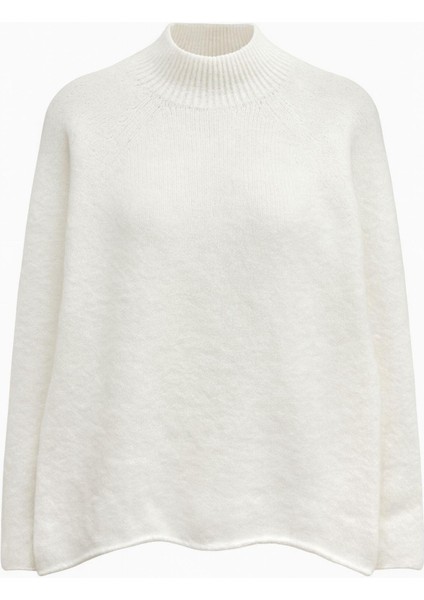 6849 Kadın Dikişsiz Dik Yaka Triko Kazak Kemik