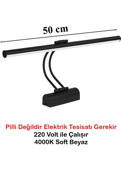 Flüt LED Aplik 50 cm 4000K Soft Beyaz | Modern Duvar Aydınlatma | Enerji Tasarruflu Banyo, Tablo ve Çalışma Masası Lambas