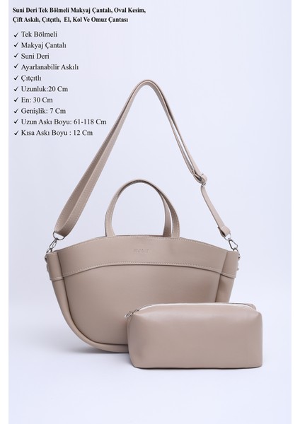 Vizon SHK199 Suni Deri Tek Bölmeli, Makyaj Çantalı,çift Askılı El. Kol ve Omuz Çantası modelleri
