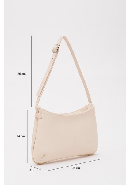 Krem SHK129 Suni Deri Astarlı Fermuarlı Ayarlanabilir Askılı El, Kol ve Omuz Çantası fiyatları