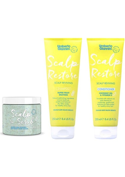 Scalp Restore Arındırıcı Şampuan + Saç Kremi + Saç Derisi Peeling'i 3'lü Bakım Seti