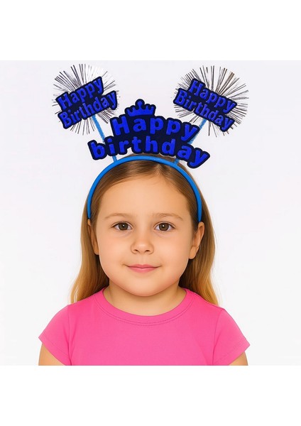 Techmrt Doğum Günü Kutlaması Için Mavi Taç – Işıltılı Yazılı Parti Tacı