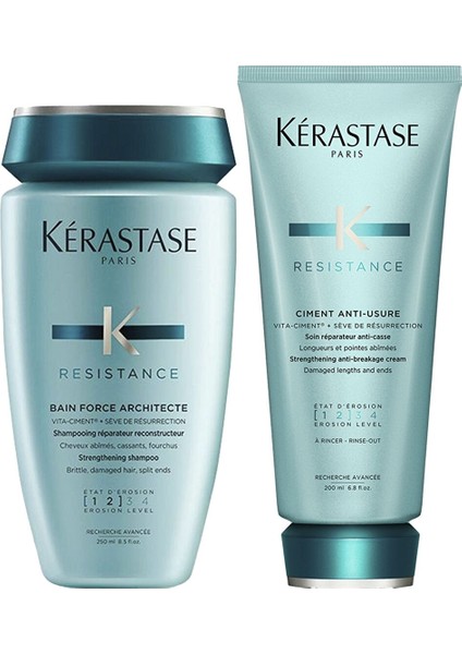 Resistance Ciment Anti-Usure Onarıcı Saç Kremi 200 ml + Şampuan 250 ml 2'li Saç Bakım Seti