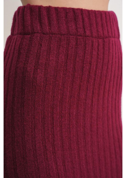 6929 Kadın Fitilli Triko Etek Bordo fırsatları