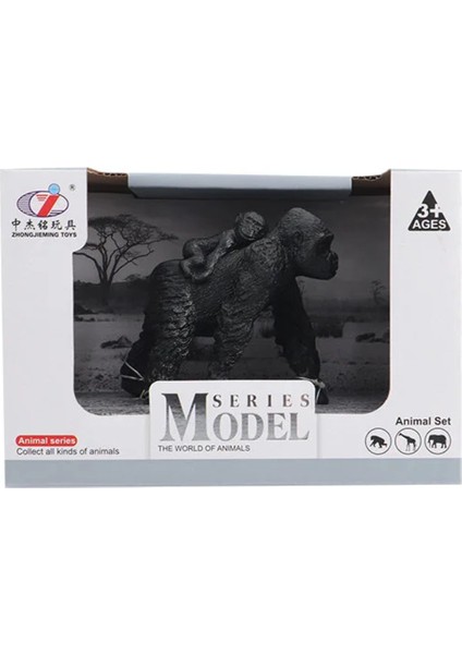 Kutulu Model Figür Hayvan Yavrulu Goril Kız Erkek Çocuk Oyuncak Eğitici Oyuncaklar