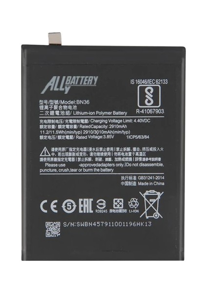 Xiaomi BN36 Xiaomi Mi 6x A2 Pil BATARYA-(5775) - M785B059-N96785