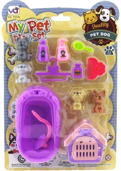 Mor Küvetli Evcil Hayvan Bakım Seti Kız Erkek Çocuk Oyuncak Eğitici Oyuncaklar