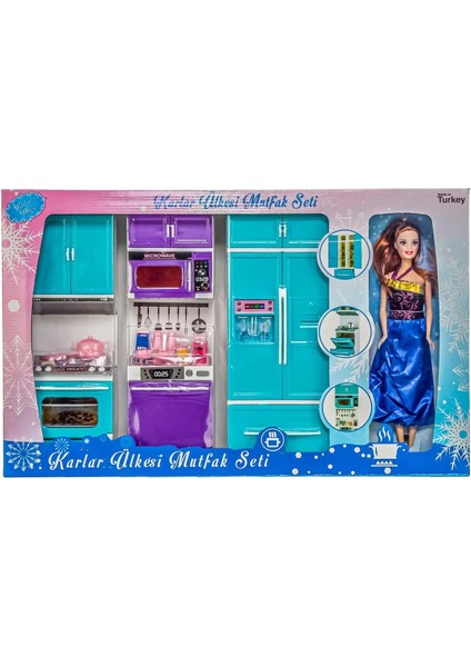 Karlar Ülkesi Bebek ve 3'lü Mutfak Seti Kız Erkek Çocuk Oyuncak Eğitici Oyuncaklar fiyatları