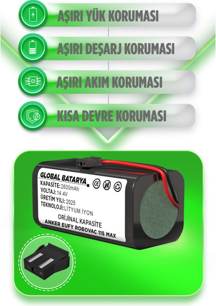 Anker Eufy Robovac 11S Max Akıllı Robot Süpürge Bataryası 14.4v 2600mAh (Orijinal Kapasite) fiyatları