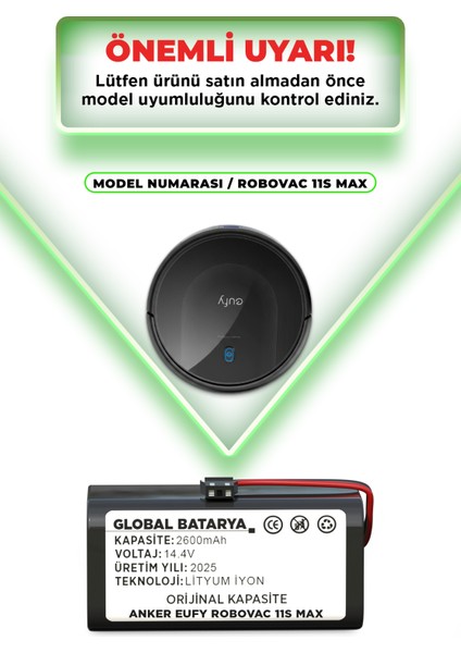 Anker Eufy Robovac 11S Max Akıllı Robot Süpürge Bataryası 14.4v 2600mAh (Orijinal Kapasite) indirimleri