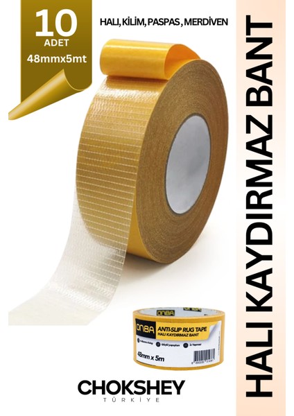 Halı Kilim Sabitleme Yapıştırma Kaydırmaz Çift Taraflı Bant 48MMX5MT - 10 Adet