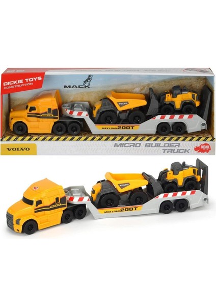 203725005 Dickie Toys, Volvo Yükleyici Kepçe ve Volvo Damperli Kamyon Kız Erkek Çocuk Oyuncak Eğitic