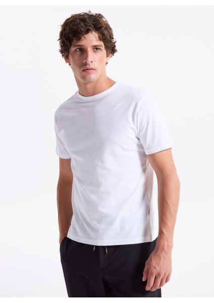 Bisiklet Yaka Beyaz Erkek T-Shirt 12283659_JORSTYLING Icon Tee Ss Cn