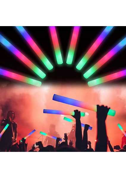 Techmrt LED Işıklı 3 Modlu Kauçuk Işıklı Sünger Parti Çubuk Sopa - 46 cm (6’lı Paket)