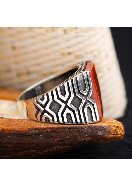 Akik Taşlı 925 Ayar Erkek Gümüş Yüzük modelleri