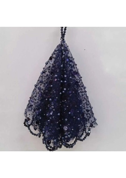 Işıl Işıl Pullu Gelin Damat Mendili, Pul Payetli, Düğün Kına Sünnet Söz Nişan Bride Halay Mendili Lacivert