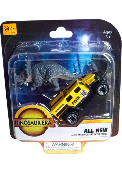 Die Cast Metal Hummer Benzeri Araba ve Triceratops Kız Erkek Çocuk Oyuncak Eğitici Oyuncaklar