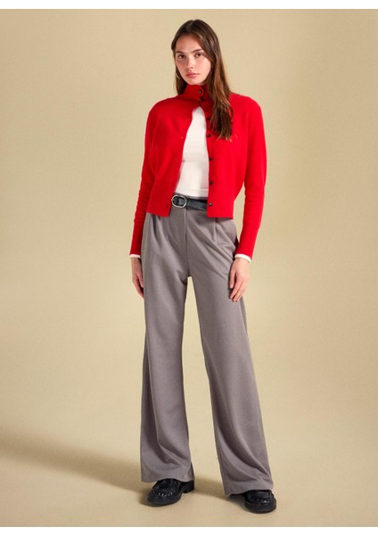 Standart Bel Relaxed Gri Melanj Kadın Pantolon PBF5WL-PNT9523