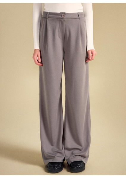 Standart Bel Relaxed Gri Melanj Kadın Pantolon PBF5WL-PNT9523