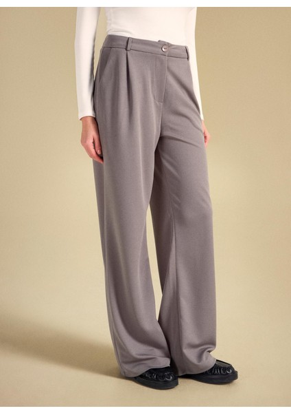 Standart Bel Relaxed Gri Melanj Kadın Pantolon PBF5WL-PNT9523