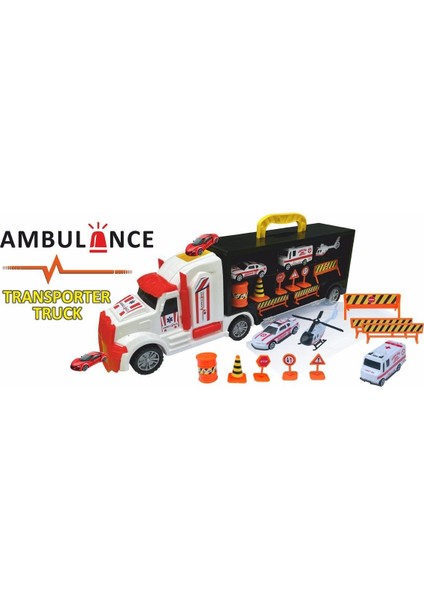 ERN-877 Heroes Toys Çantalı Ambulans Taşıyıcı Tır Seti - Eren Oyuncak Kız Erkek Çocuk Oyuncak Eğitic modelleri