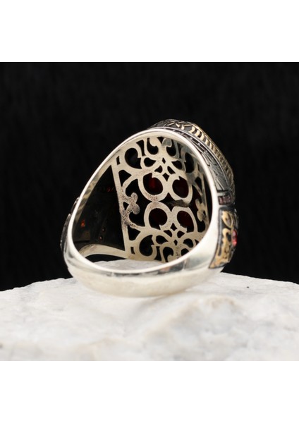 Ağır Işçilikli Kırmızı Zirkon Taşlı 925 Ayar Gümüş Yüzük fırsatları